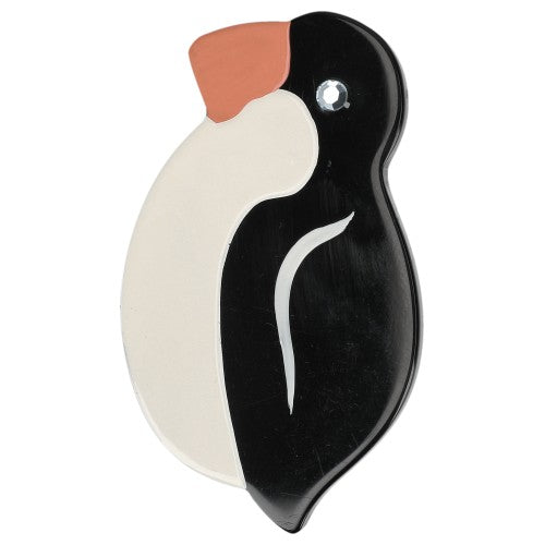 Black, White and orange Penguin Brooch