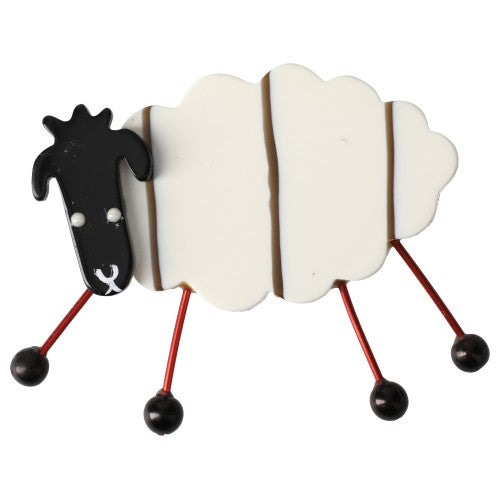 White with brown stripe Sheep Brooch PM