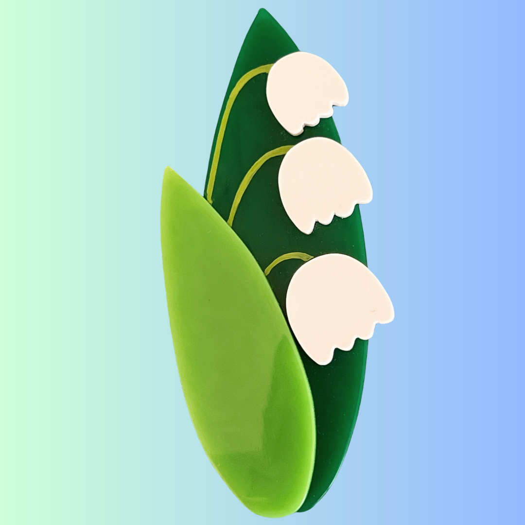  White Lily of the Valley Flower Brooch (white, fir, anise)