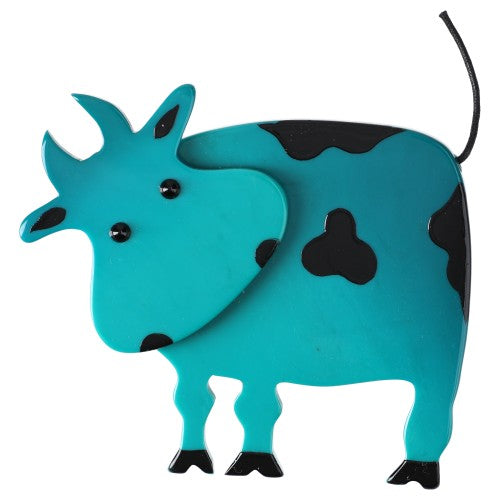 Turquoise Lolo Cow Brooch