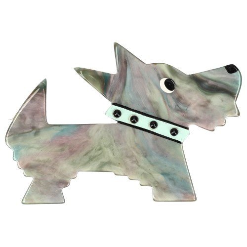 Agate Green Muso Dog Brooch - Galalith – Vintage Jewelry - handcrafted by Pavone by Pavone