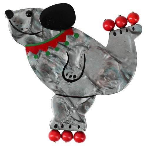 Agate Grey Roller Bear Brooch (link) - Galalith – Vintage Jewelry - handcrafted by Pavone by Pavone