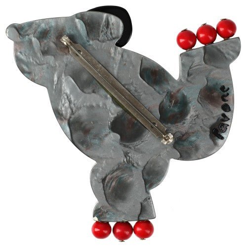 Agate Grey Roller Bear Brooch (right) - Galalith – Vintage Jewelry - handcrafted by Pavone by Pavone