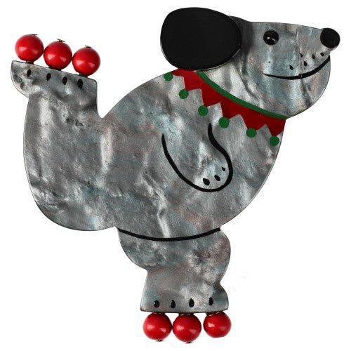 Agate Grey Roller Bear Brooch (right) - Galalith – Vintage Jewelry - handcrafted by Pavone by Pavone