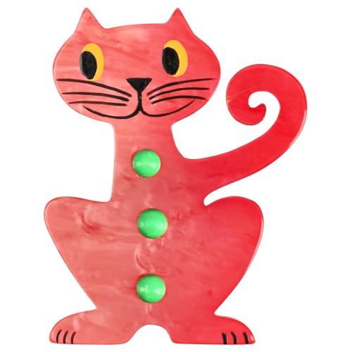 Pink and Anise Green Aldo Cat Brooch