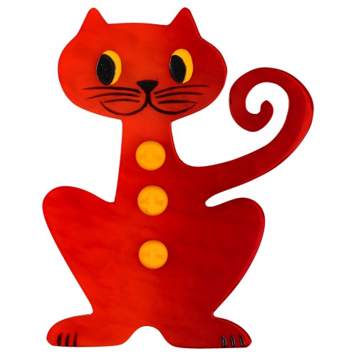Red and Yellow Aldo Cat Brooch