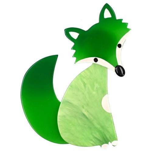 Almond and Mint Green Ladyfox Fox Brooch - Galalith – Vintage Jewelry - handcrafted by Pavone by Pavone