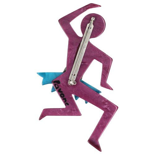 Amethyst Purple and Emerald Green Dancing Josephine Brooch - Galalith – Vintage Jewelry - handcrafted by Pavone by Pavone