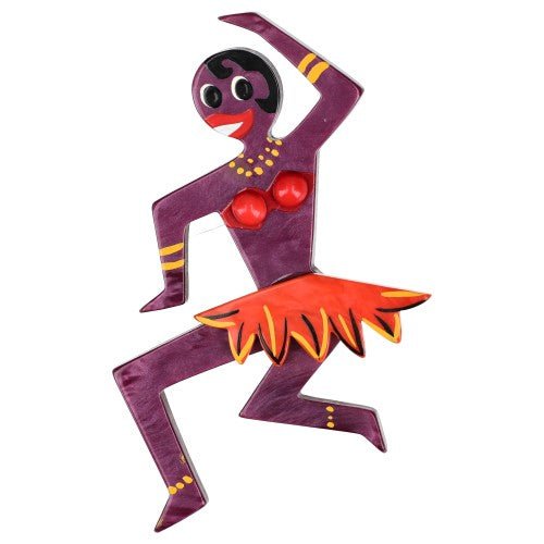 Amethyst Purple and Orange Dancing Josephine Brooch - Galalith – Vintage Jewelry - handcrafted by Pavone by Pavone