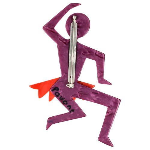 Amethyst Purple and Orange Dancing Josephine Brooch - Galalith – Vintage Jewelry - handcrafted by Pavone by Pavone