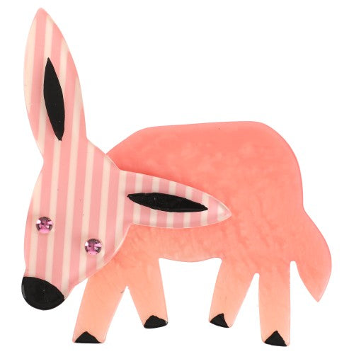 Stiped and Pink Donkey Brooch