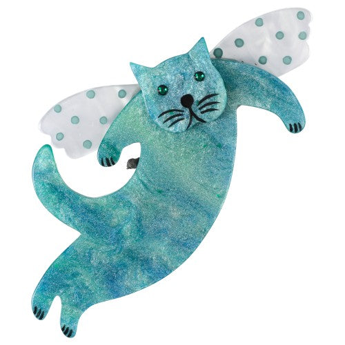 Pearly Turquoise Angelo Cat Brooch