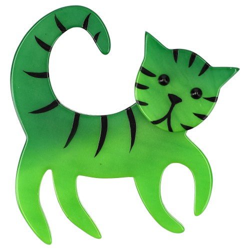 Anis Green Tigron Cat Brooch - Galalith – Vintage Jewelry - handcrafted by Pavone by Pavone