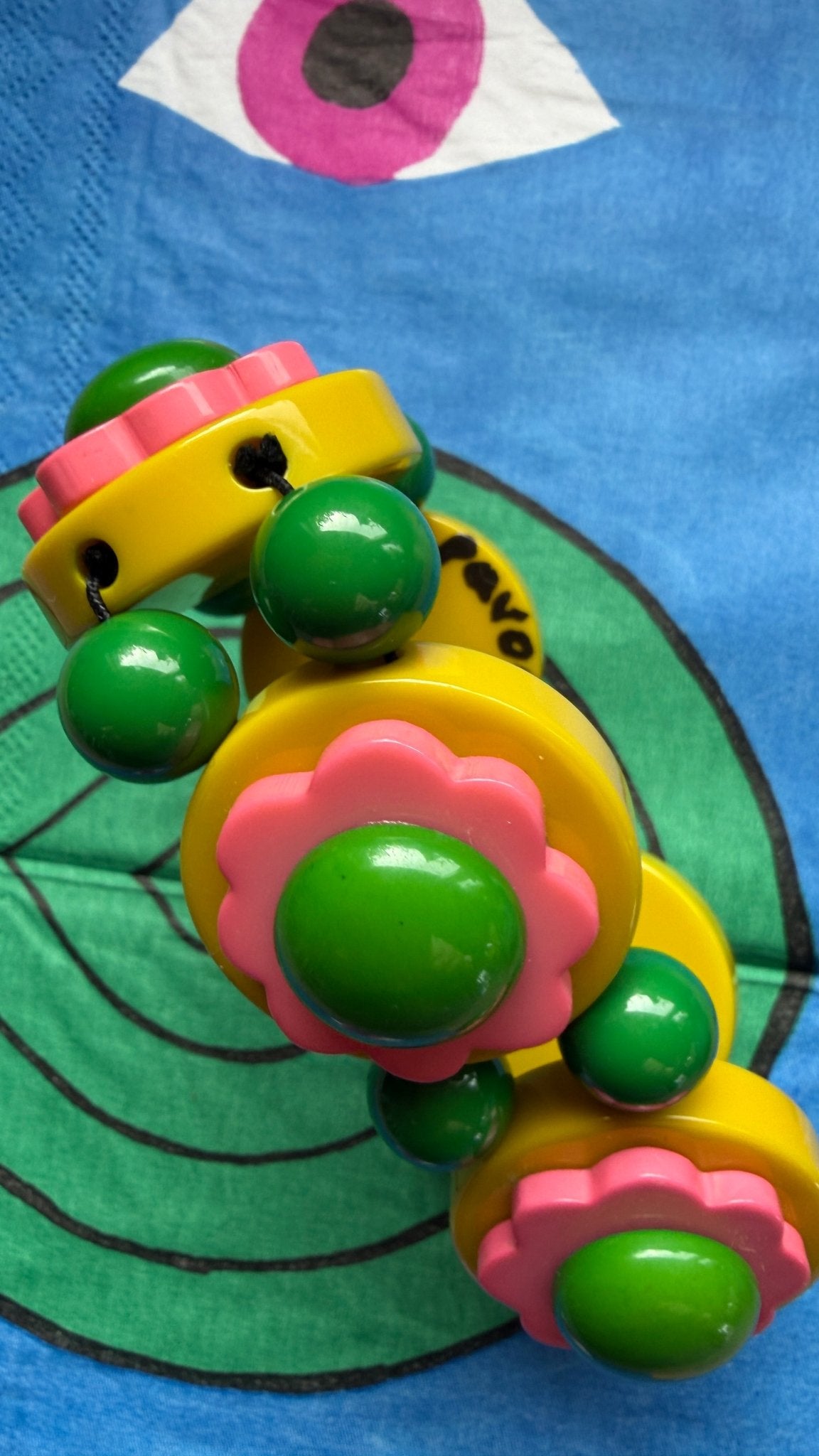 Anise Green, Candy Pink and Apple Green Flowers Bracelet - Galalith – Vintage Jewelry - handcrafted by Pavone by Pavone