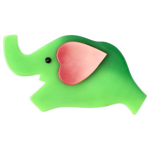 Anise Green Elephant Heart Brooch - Galalith – Vintage Jewelry - handcrafted by Pavone by Pavone