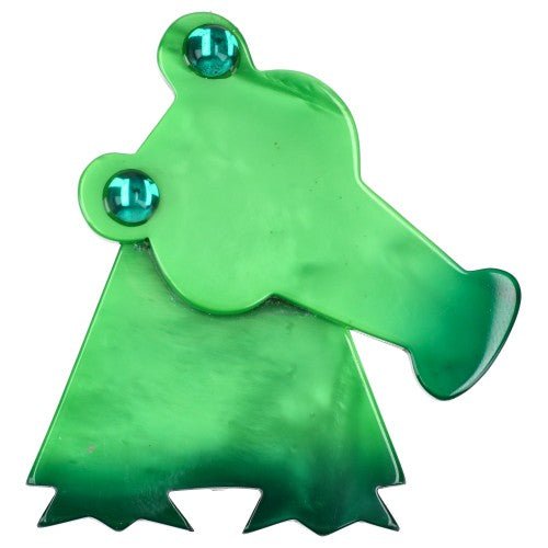 Anise Green Kroko Crocodile Brooch - Galalith – Vintage Jewelry - handcrafted by Pavone by Pavone