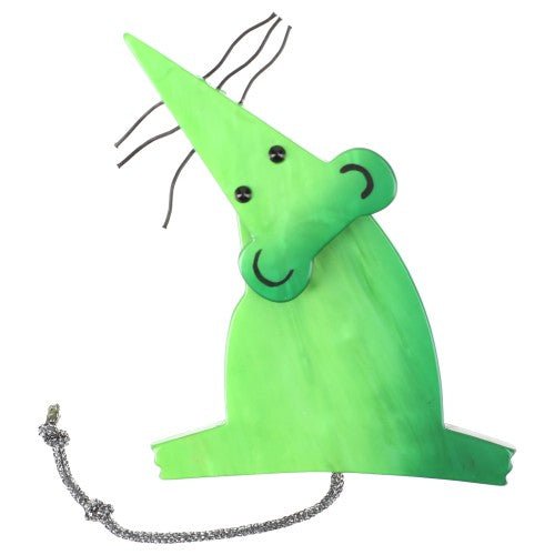 Anise Green Sherlock Rat Brooch - Galalith – Vintage Jewelry - handcrafted by Pavone by Pavone