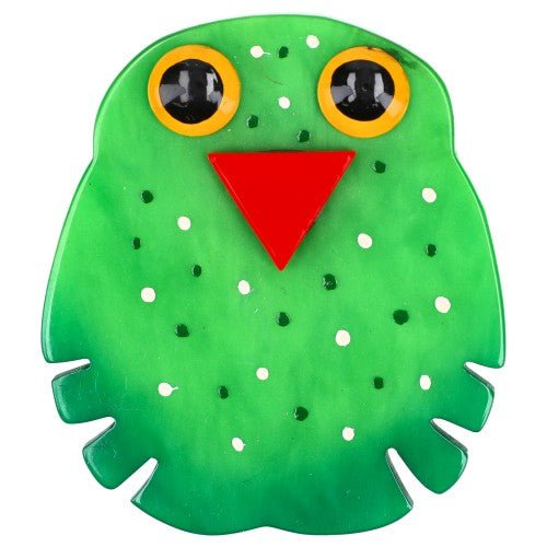 Apple Green Kiko Owl Brooch - Galalith – Vintage Jewelry - handcrafted by Pavone by Pavone