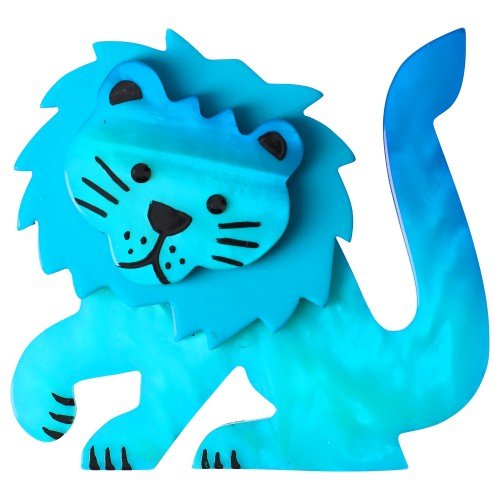 Turquoise Blue Leo Lion Brooch