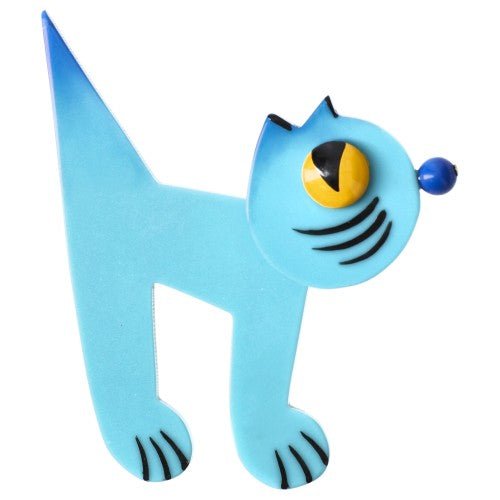 Azur Blue Musico Cat Brooch - Galalith – Vintage Jewelry - handcrafted by Pavone by Pavone