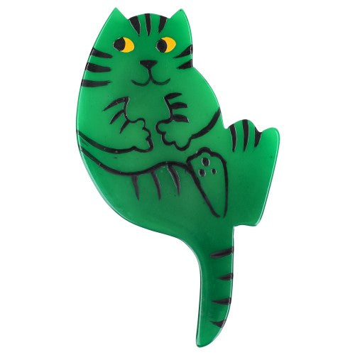 Mint Green Tabby B7 Cat Brooch (right) 