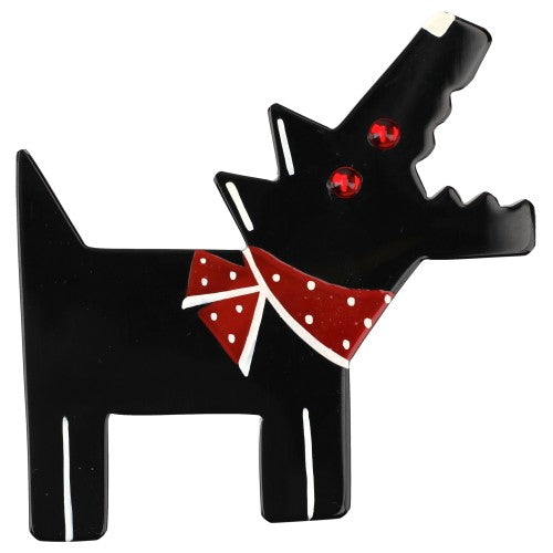 Grey and Pink Barki, the Pirate's Dog Brooch