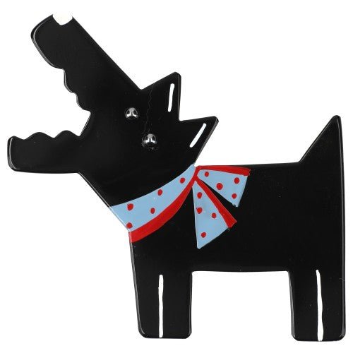Black and Azur Blue Barki, the Pirate's Dog Brooch - Galalith – Vintage Jewelry - handcrafted by Pavone by Pavone