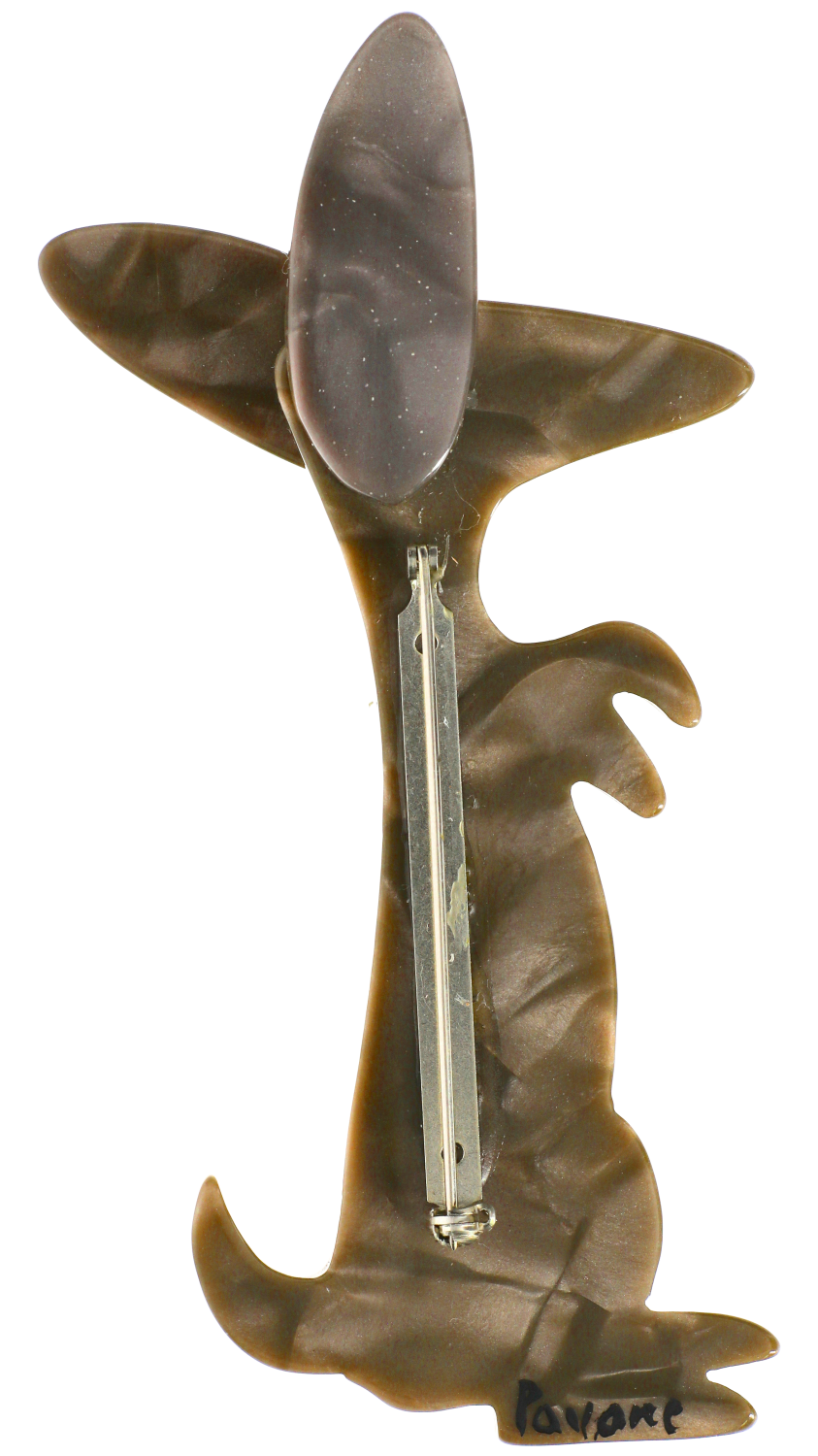 Pearly Beige Boogie Bunny Rabbit Brooch  back side