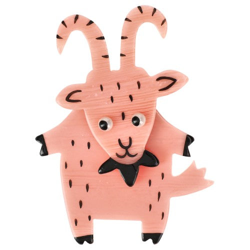 Pink and Black Biquette Goat Brooch