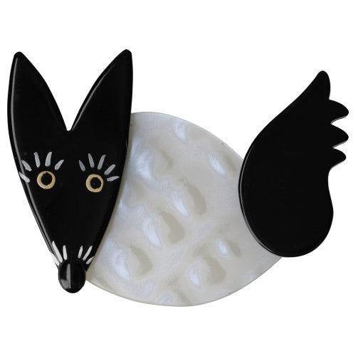 Boreal White and Black Foxy Loxy Biscornu Family Brooch
