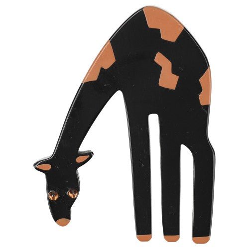 Black and Ginger Giraffe Brooch - Galalith – Vintage Jewelry - handcrafted by Pavone by Pavone