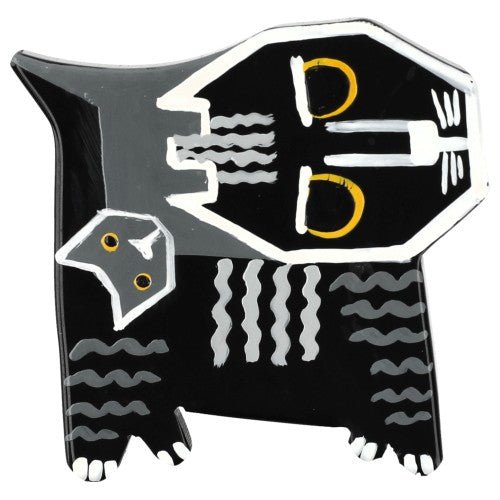 Black and Grey Picasso Cat Brooch (small size) - Galalith – Vintage Jewelry - handcrafted by Pavone by Pavone