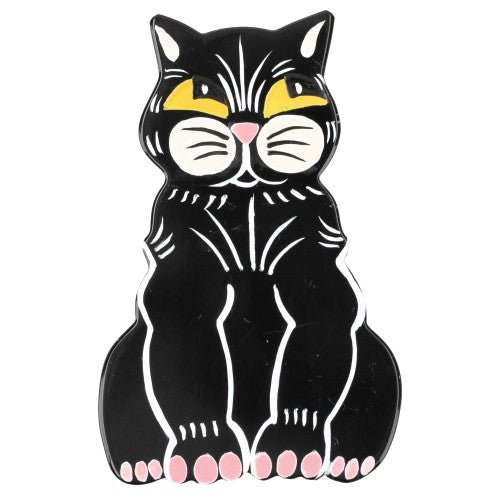 Black and Pink Zouzounet Cat Brooch - Galalith – Vintage Jewelry - handcrafted by Pavone by Pavone