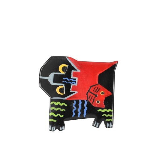 Black and Red Picasso Cat Brooch (small size) Right - Galalith – Vintage Jewelry - handcrafted by Pavone by Pavone