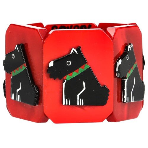 Black and Red Ric Dog Bracelet (large size) - Galalith – Vintage Jewelry - handcrafted by Pavone by Pavone