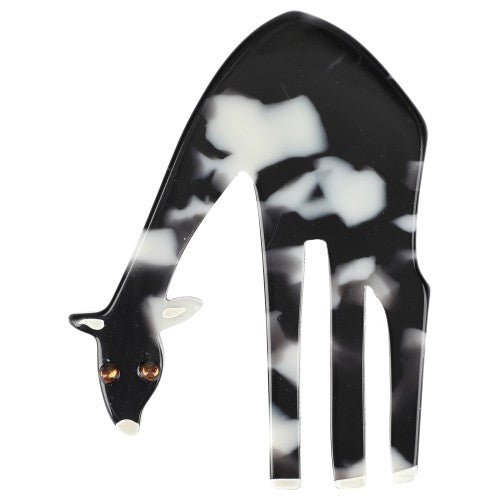 Black and Silver Grey Giraffe Brooch - Galalith – Vintage Jewelry - handcrafted by Pavone by Pavone