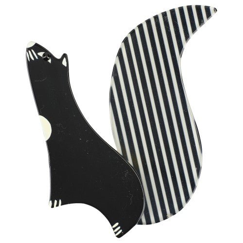 Black and Striped Cassegrain Squirrel Brooch GM - Galalith – Vintage Jewelry - handcrafted by Pavone by Pavone