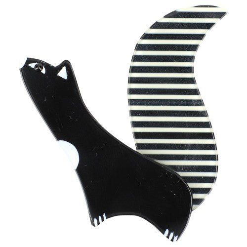 Black and Striped Cassegrain Squirrel Brooch PM - Galalith – Vintage Jewelry - handcrafted by Pavone by Pavone