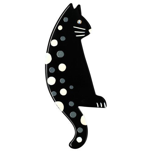 Black and White Guilou Cat Brooch (large size) - Galalith – Vintage Jewelry - handcrafted by Pavone by Pavone