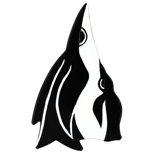 Black and White Mother Penguin Brooch - Galalith – Vintage Jewelry - handcrafted by Pavone by Pavone