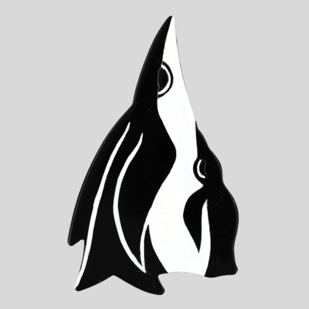 Black and White Mother Penguin Brooch - Galalith – Vintage Jewelry - handcrafted by Pavone by Pavone