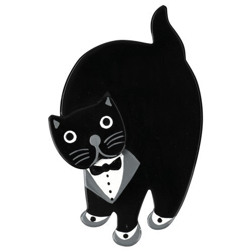 Black and White Tuxedo Titus Cat Brooch - Galalith – Vintage Jewelry - handcrafted by Pavone by Pavone