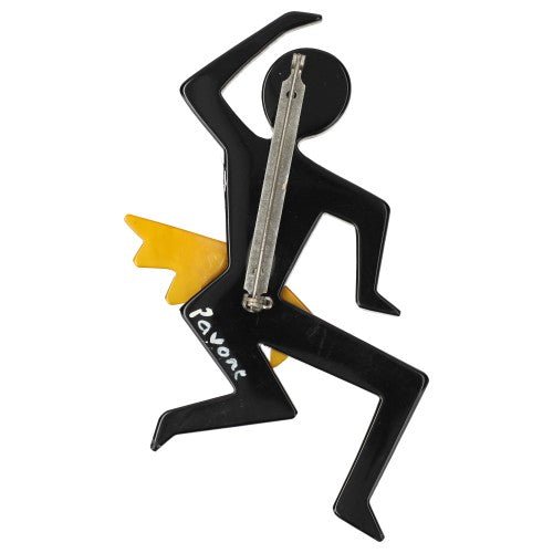 Black and Yellow Dancing Josephine Brooch - Galalith – Vintage Jewelry - handcrafted by Pavone by Pavone