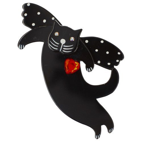 Black Angelo Cat Brooch - Galalith – Vintage Jewelry - handcrafted by Pavone by Pavone