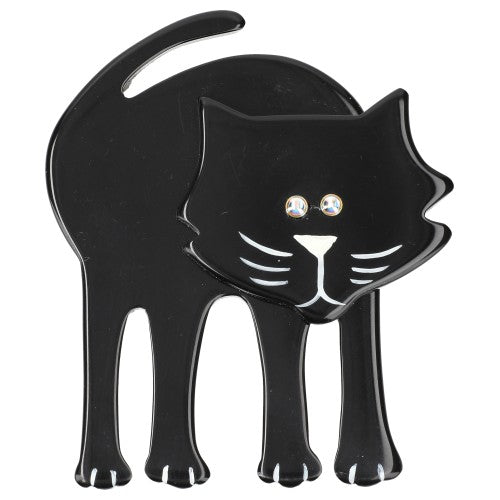 Black Arthur Cat Brooch - Galalith – Vintage Jewelry - handcrafted by Pavone by Pavone