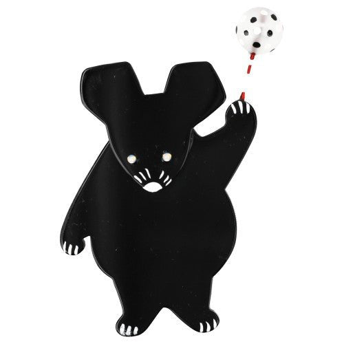 Black balloon mouse Brooch - Galalith – Vintage Jewelry - handcrafted by Pavone by Pavone