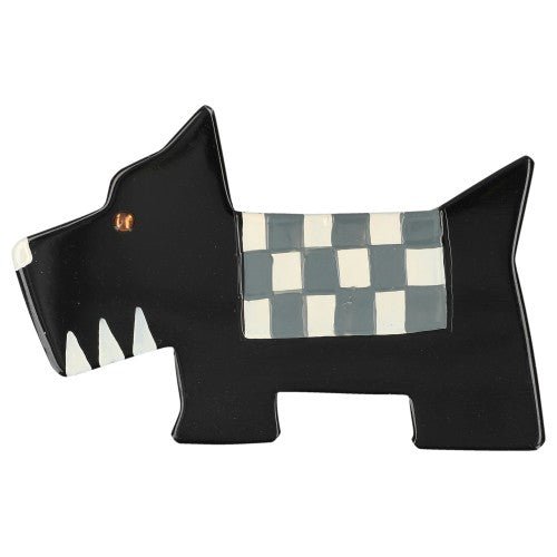 Black Checkered Dog Brooch - Galalith – Vintage Jewelry - handcrafted by Pavone by Pavone