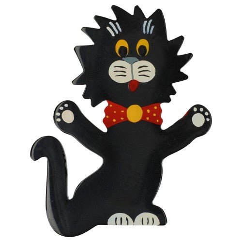 Black Clown Cat Brooch - Galalith – Vintage Jewelry - handcrafted by Pavone by Pavone