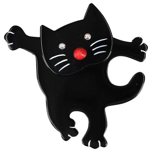 Black Dancing Cat Brooch - Galalith – Vintage Jewelry - handcrafted by Pavone by Pavone