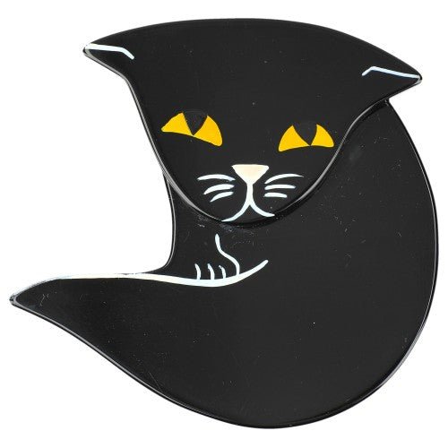 Black Fennec Cat Brooch - Galalith – Vintage Jewelry - handcrafted by Pavone by Pavone